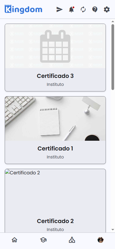 Grid de cursos para gestionar