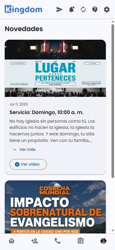 Feed de Novedades con publicaciones