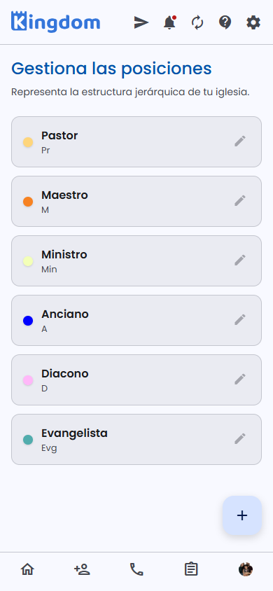 Gestión de posiciones jerárquicas con color y abreviatura