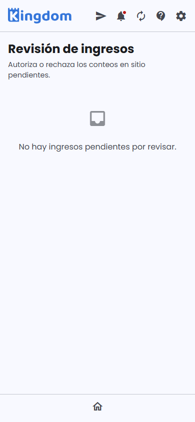 Revisión de ingresos con estado vacío
