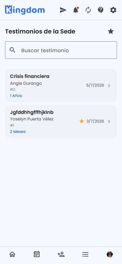 Lista de Testimonios de la Sede