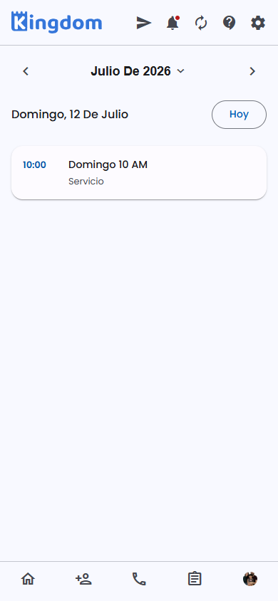 Calendario mensual con los eventos del día