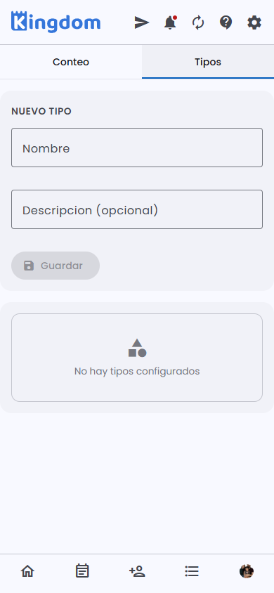 Pestaña Tipos de conteo