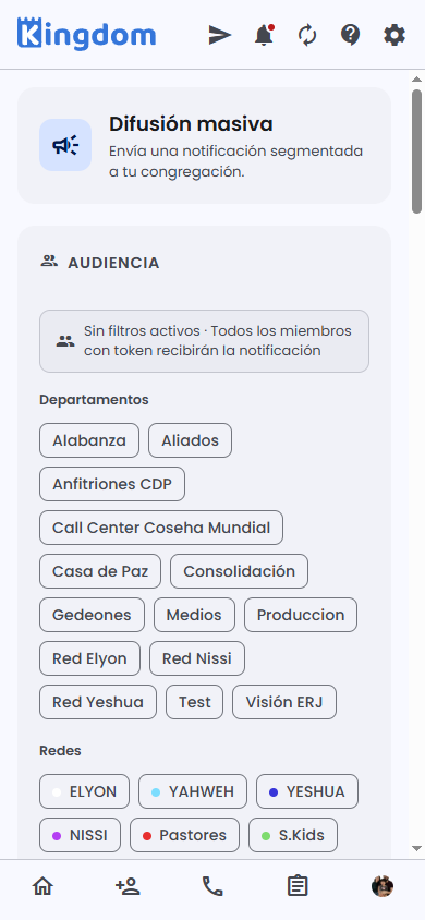 Difusión masiva: audiencia segmentada por departamentos y redes
