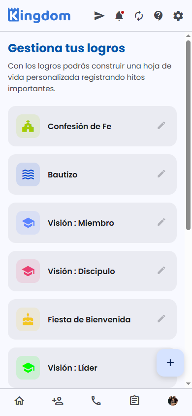 Gestión de logros con íconos